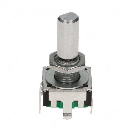 Mechanical encoder, 24 pulses per revolution, with push switch, 24 detents, 20 mm shaft