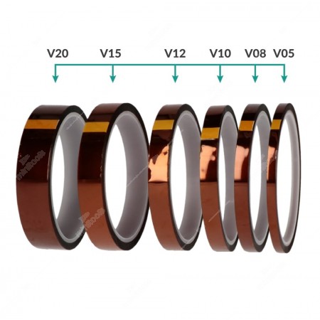 High temperatures resistant Kapton polyamide adhesive tape for electronics - several sizes available