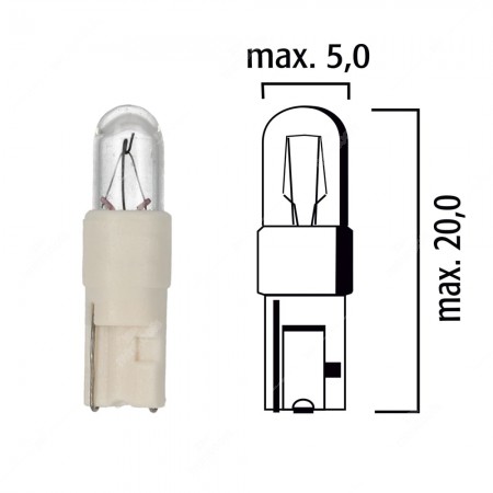 Dashboard lamp with white base W2x4,6d 24V 1W