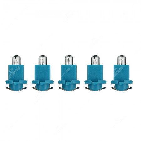5 pcs pack of Dashboard light bulb with light blue base EBS-R11 12V 1,8W