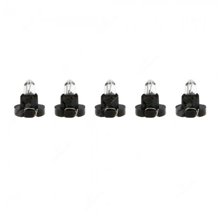 5 pcs pack of 12v 0,5w automotive light bulbs with black base