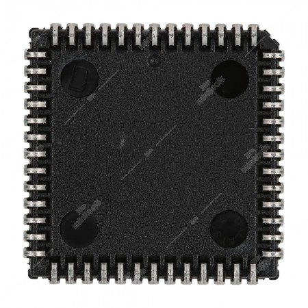 Bottom side of Motorola MC68HCP11A1VFNR2 PLCC52 IC integrated circuit semiconductor MCU Microcontroller unit