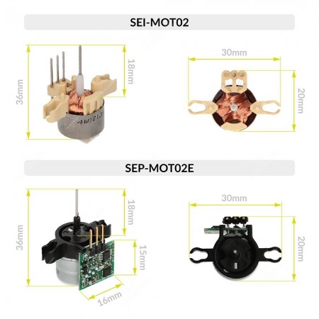 Comparison of SEI-MOT02 and SEP-MOT02E motor for Jaeger / Magneti Marelli fuel - water temperature gauges