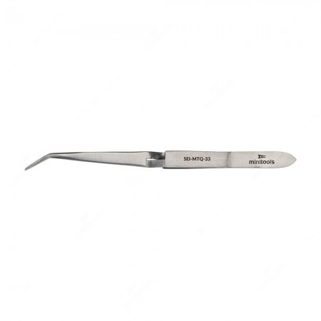 MTQ-33 reverse-action (cross-action) precision tweezers with curved tips – full side view