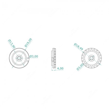 Audi, Mercedes, Volkswagen odometer gear (20 teeth) - schema