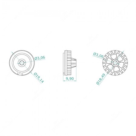 Gear for Mercedes /8 W114 - W115 instrument clusters odometer (20 teeth) - schema