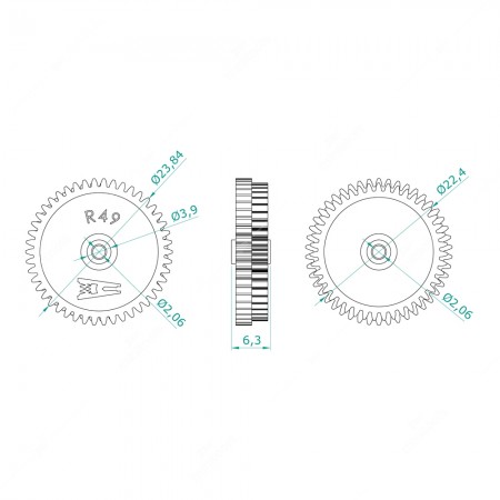 Mercedes S-Class W126 / SL R107 instrument cluster odometer gear (46x43 teeth)
