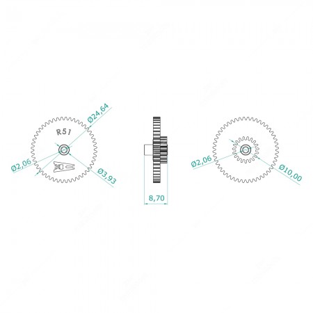 Mercedes SL R107 instrument panels odometer gear (48x19 teeth) - schema