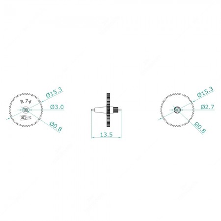 VW Super Beetle VDO clock gear, technical schema