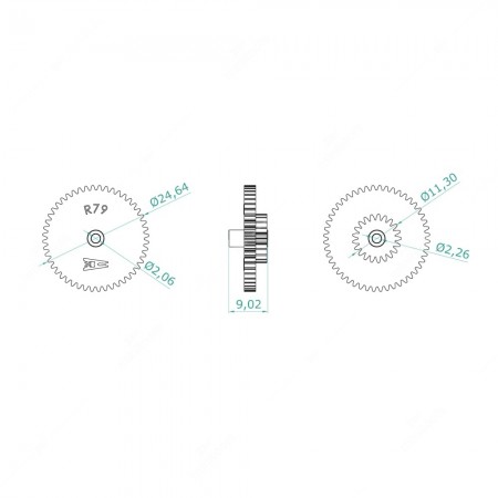 Mercedes SL R107 instrument cluster odometer gear (48x21 teeth) - schema