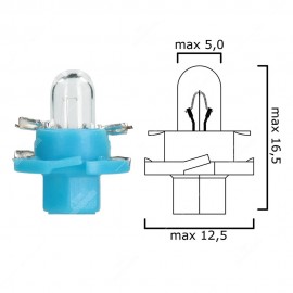 B8,4d 12V 1,2W dashboard light bulb with blue base, pack of 3 pieces