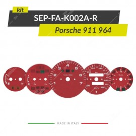 Set of red gauge faces for Porsche 911 964 instrument clusters