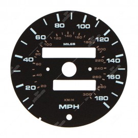 Gauge face for Porsche 911 964 and 993 speedometer (180 mph - 2 odometer counters)