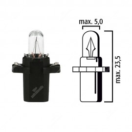 Dashboard light bulb B8,3d BAX10s 12V 1,2W with black base - Pack of 5 pcs