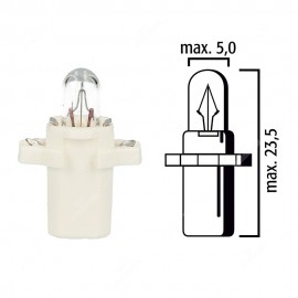 Dashboard light bulb B8,3d BAX10s 12V 2W with white base - Pack of 5 pcs