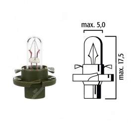 Dashboard light bulb BX8,4d 12V 1,3W with olive green base - Pack of 5 pcs
