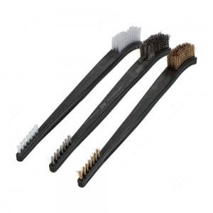 Mini wire brush with nylon, steel or brass wire