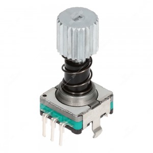 15 ppr, 30 detents  incremental rotary encoder with push lock switch - cross view