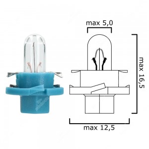 Schema of instrument cluster bulb B8,4d 12V 1,8W with blu socket