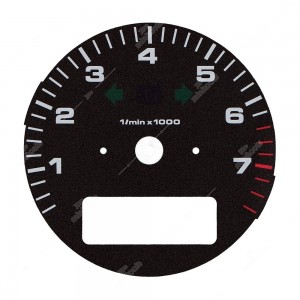 Gauge face for Porsche 911 964 and 993 rev counter (red marks from 6400 RPM - with display)