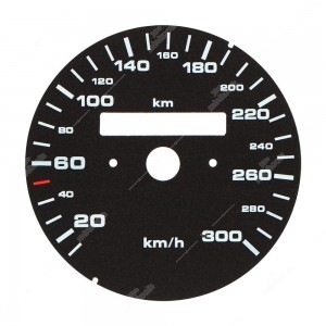 Gauge face for Porsche 911 964 and 993 speedometer (300 km/h - 1 odometer counter - manual transmission)