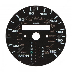 Porsche 911 964 Carrera 2 and 993 Carrera 2, Carrera 2 S and Targa speedometer dial disc - 180 mph automatic transmission