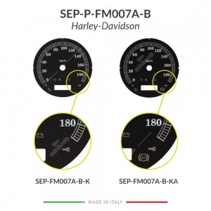 Versions comparison of the black gauge face for Harley-Davidson speedometers mph km/h conversion (103mm diameter - 2006-2013 models)