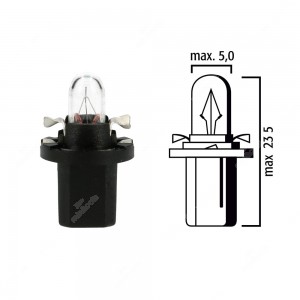 Dashboard light bulb B8,5d 12V 1,2W with black base - Pack of 5 pcs