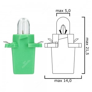 Schema of instrument cluster bulb B8,7d 12V 2W with green socket