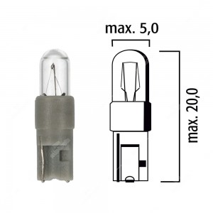 Dashboard light bulb W2x4,6d 12V 0,5W with grey base - Pack of 5 pcs