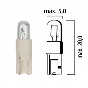 Dashboard light bulb W2x4,6d 12V 1,2W with white base - Pack of 5 pcs