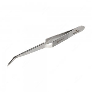 MTQ-32 reverse-action (cross-action) precision tweezers with rounded tips – full side view