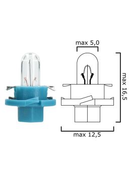 Schema of instrument cluster bulb B8,4d 12V 1,8W with blu socket