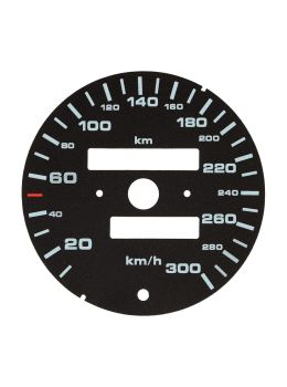 Gauge face for Porsche 911 964 and 911 993 speedometer mph to km/h conversion (2 odometer counters)