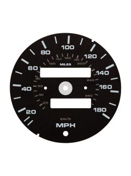 Gauge face for Porsche 911 964 and 911 993 speedometer km/h to mph conversion (2 odometer counters)