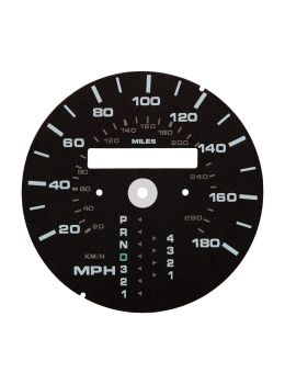 Gauge face for Porsche 911 964 and 911 993 speedometer km/h to mph conversion (1 odometer counter - automatic transmission)