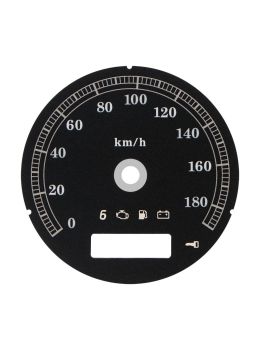 Black gauge face for Harley-Davidson speedometers mph to km/h conversion (80mm diameter - 2006-2013 models)