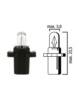 Dashboard light bulb B8,3d BAX10s 12V 1,2W with black base - Pack of 5 pcs