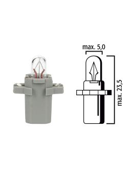 Schema lampadina per cruscotto B8,3d BAX10s 24V base grigia