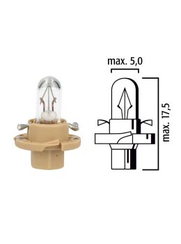 Dashboard light bulb BX8,4d 12V 1,5W with beige base - Pack of 5 pcs