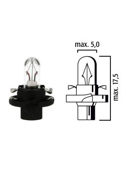 Dashboard light bulb BX8,4d 12V 1,2W with black base - Pack of 5 pcs