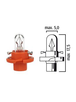 Dashboard light bulb BX8,4d 12V 1,1W with orange base - Pack of 5 pcs