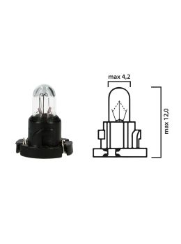 Schema lampadina per cruscotto T-1/4NW 12V base nera