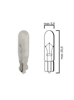Schema lampadina opaca con attacco in vetro W2x4,6d 12V 30mA T5 per quadro strumenti