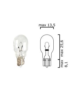 Schema lampadina con attacco in vetro W2,1x9,5d 6V 10W T13 per illuminazione auto