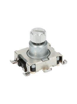 Encoder di ricambio senza tasto a pressione per apparecchiature elettroniche. Dimensioni: 15x18x14h mm - 15 ppr - 30 fermi
