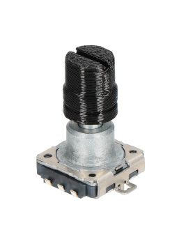 Encoder rotativo incrementale, 16 impulsi, 32 fermi, con tasto a pressione - altezza: 19,4mm