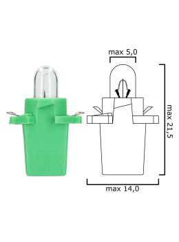 Schema of instrument cluster bulb B8,7d 12V 2W with green socket