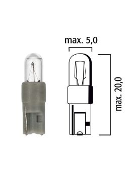 Dashboard light bulb W2x4,6d 12V 0,5W with grey base - Pack of 5 pcs