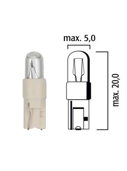 Dashboard light bulb W2x4,6d 12V 1,2W with white base - Pack of 5 pcs